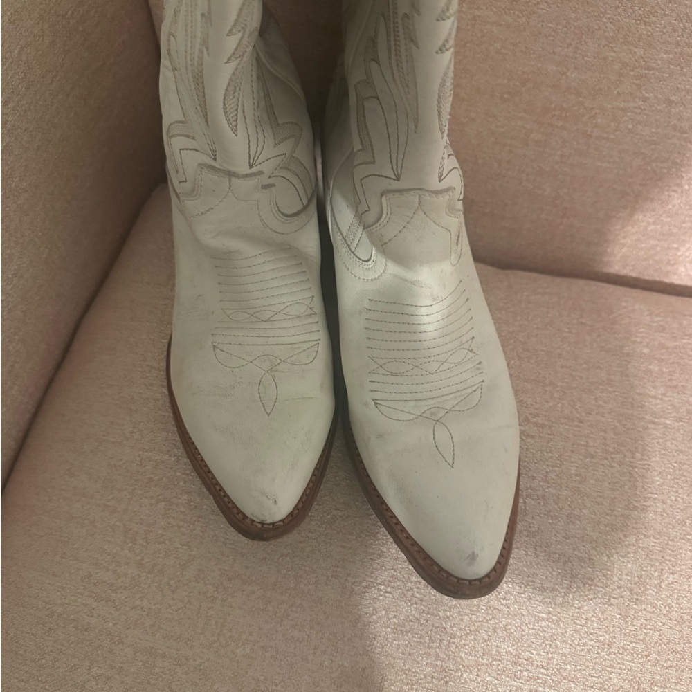Tecovas White Embroidered Women's Lace-Up Western Knee-High Boots - Picture 4 of 6